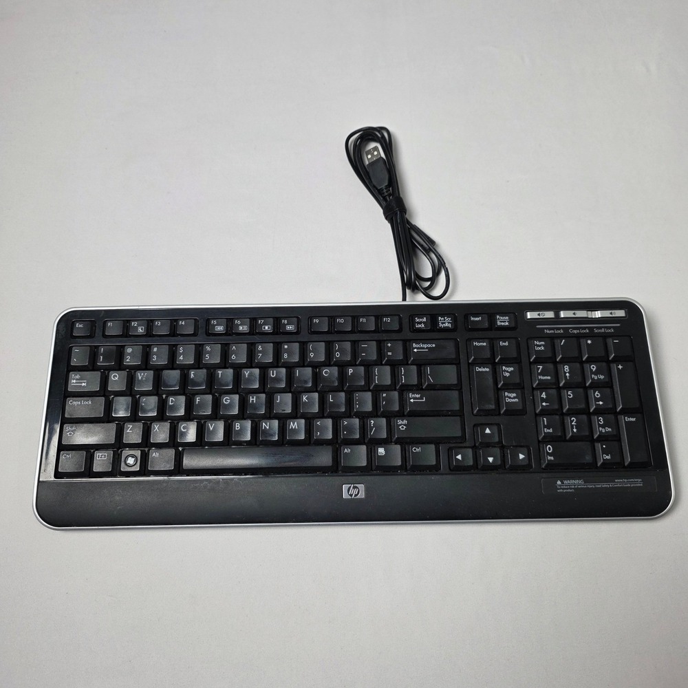 HP 5335U USB Wired Gaming Computer Keyboard Volume Control Black 505060-371